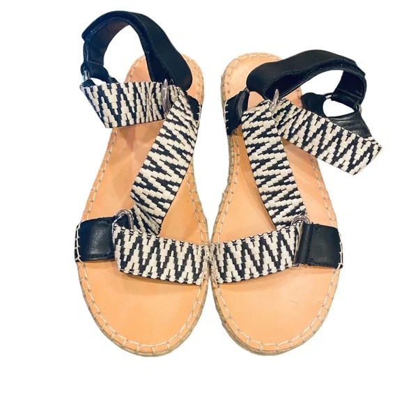 Frye & Co Kole White Black Canvas/Leather Espadrilles sz 9 - Picture 1 of 7